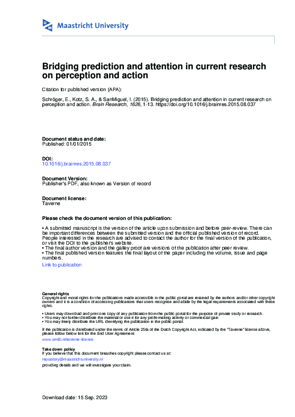 (PDF) Bridging prediction and attention in current research on ...