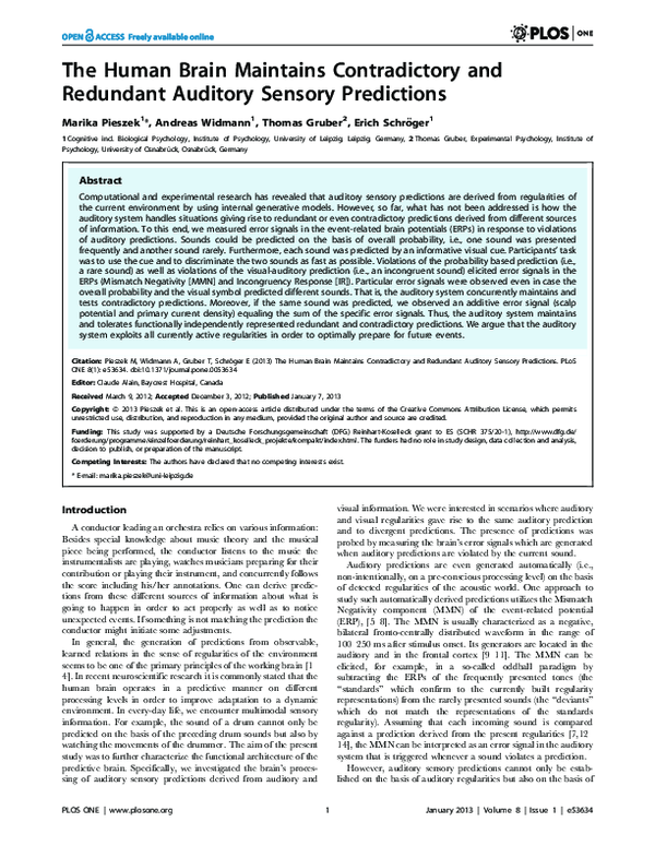 (PDF) The Human Brain Maintains Contradictory and Redundant Auditory ...