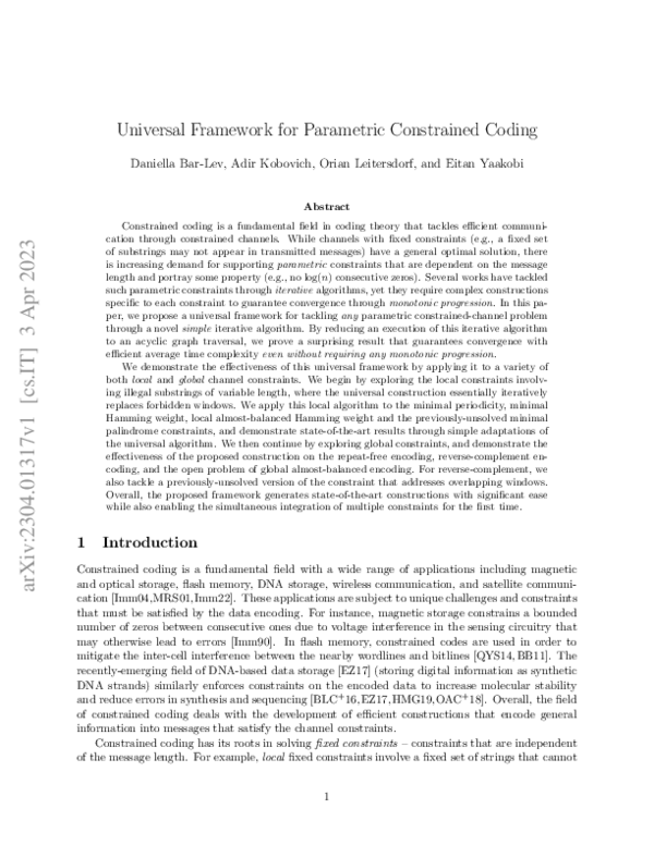 (PDF) Universal Framework for Parametric Constrained Coding