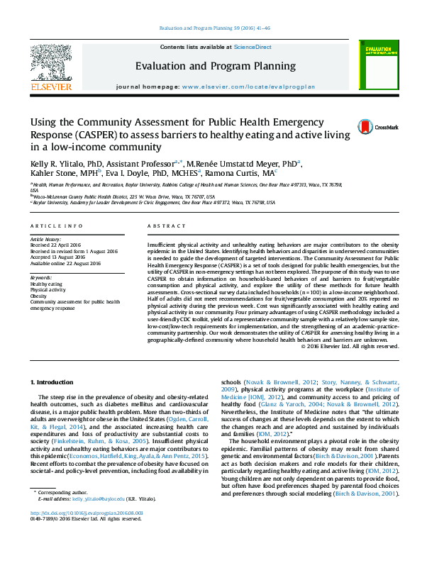 (PDF) Using the Community Assessment for Public Health Emergency ...
