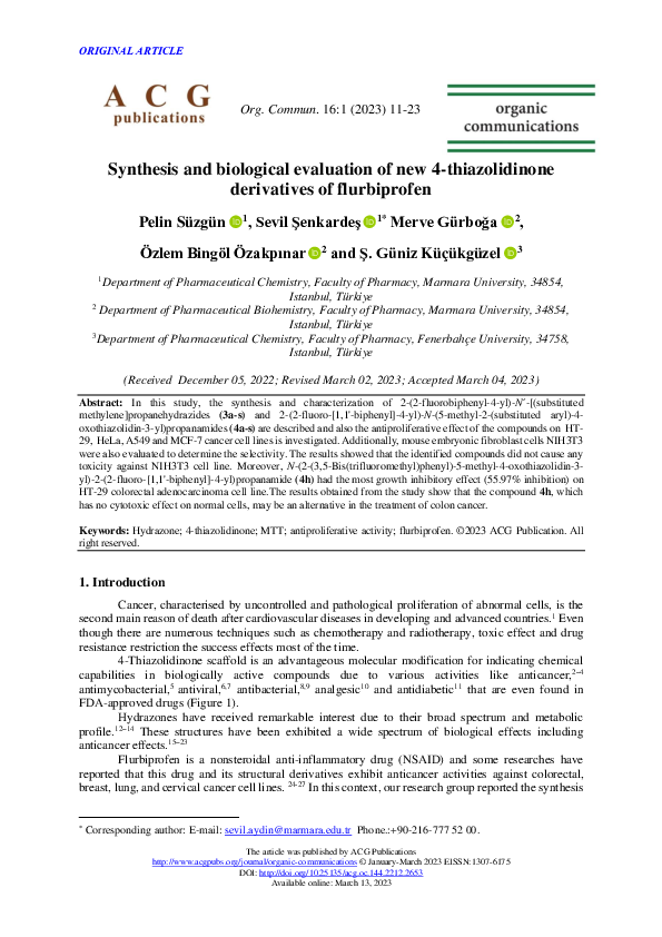 (PDF) Synthesis and biological evaluation of new 4-thiazolidinone ...