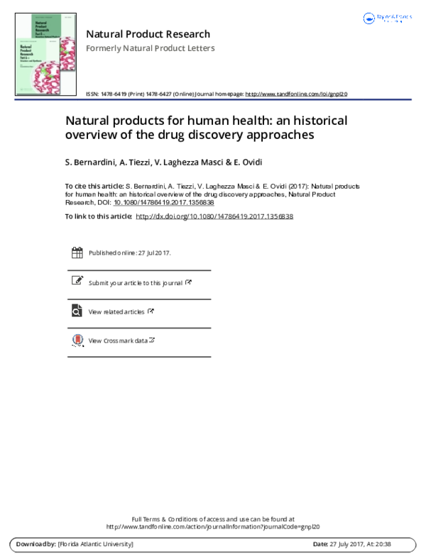 (PDF) Natural products for human health: an historical overview of the ...