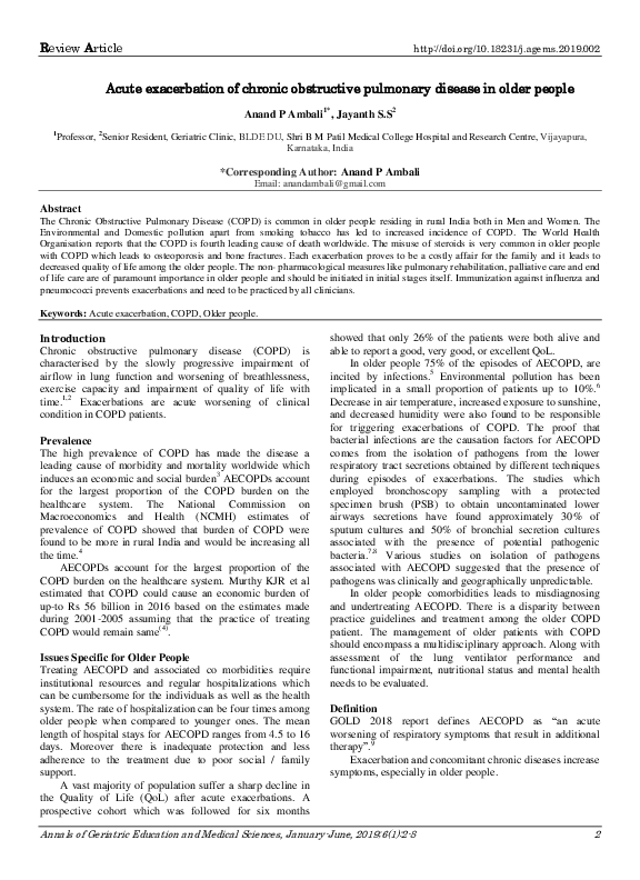 (PDF) Acute exacerbation of chronic obstructive pulmonary disease in ...