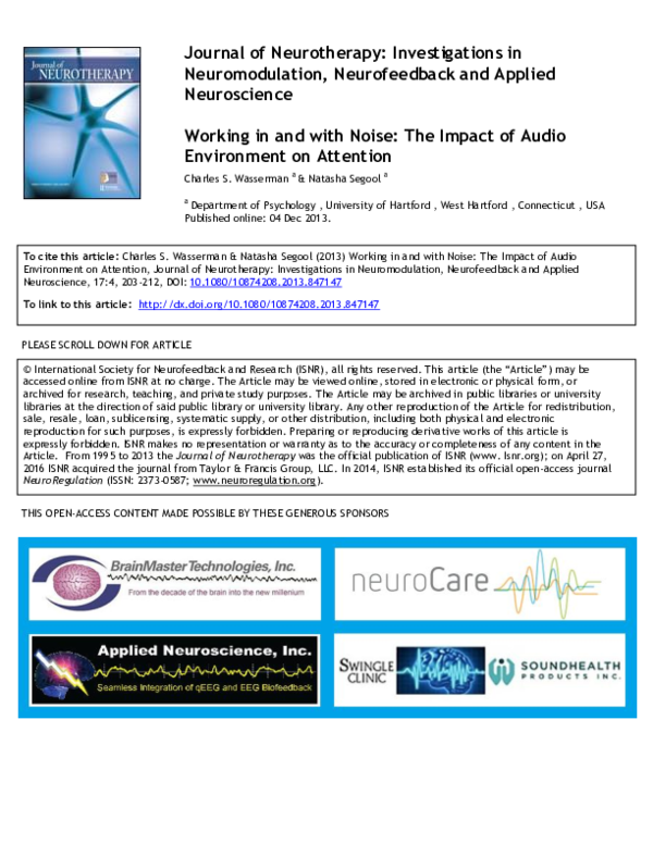 (PDF) Working in and with Noise: The Impact of Audio Environment on ...