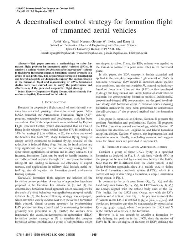 (PDF) A decentralised control strategy for formation flight of unmanned ...