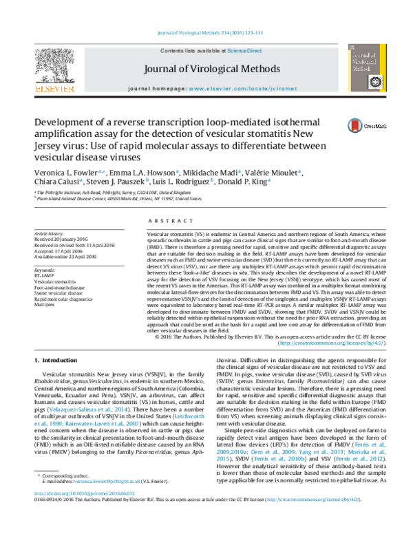 (PDF) Development of a reverse transcription loop-mediated isothermal ...