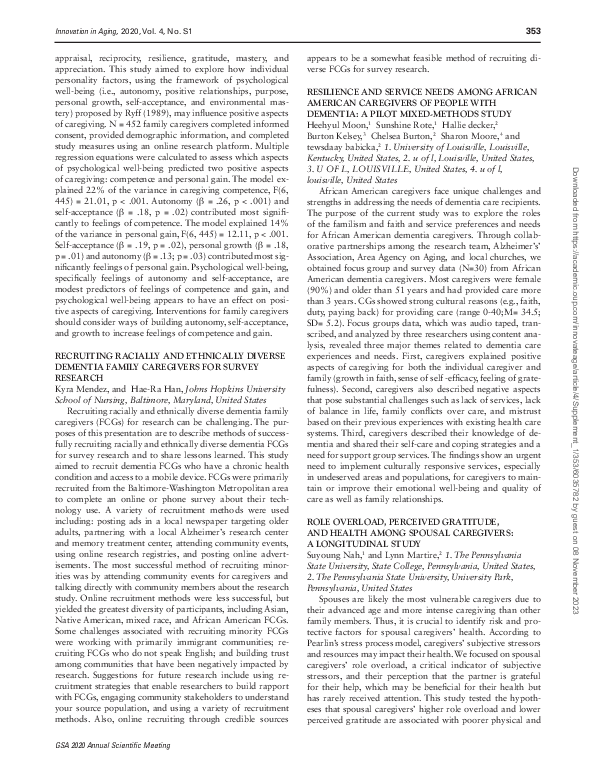 (PDF) Resilience and Service Needs Among African American Caregivers of ...