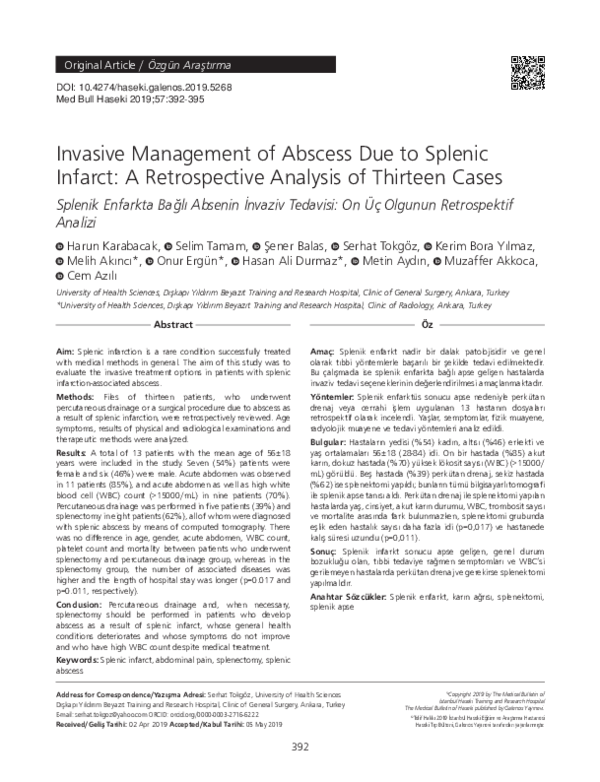 (PDF) Invasive Management of Abscess Due to Splenic Infarct: A ...