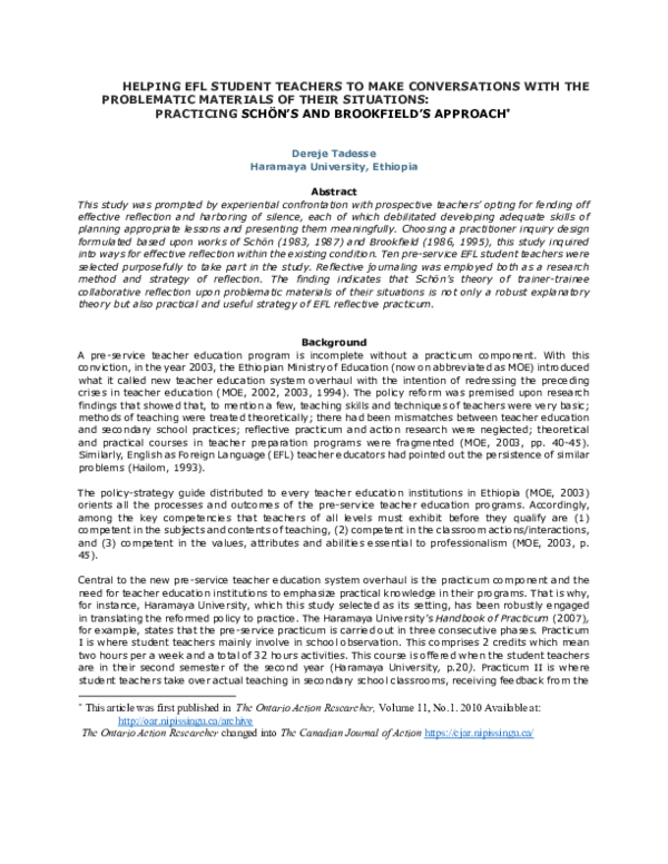(PDF) HELPING EFL STUDENT TEACHERS TO MAKE CONVERSATIONS WITH THE ...