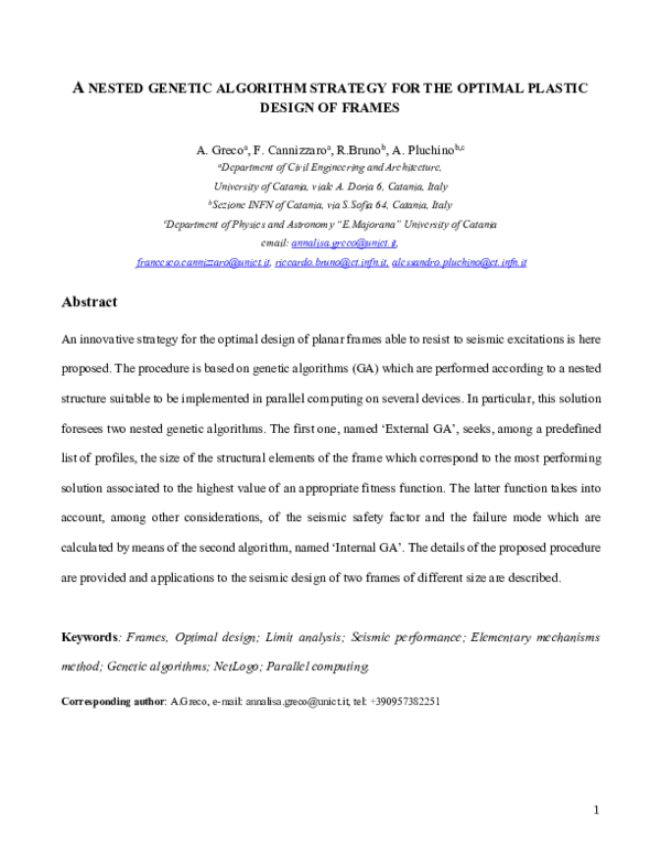(PDF) A nested genetic algorithm strategy for the optimal plastic ...