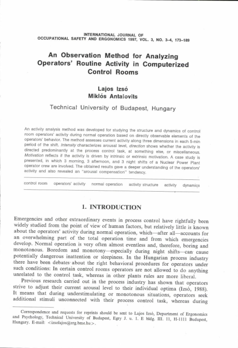 (PDF) An Observation Method for Analyzing Operators’ Routine Activity ...