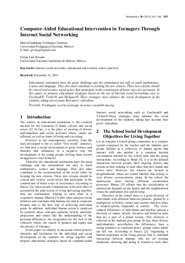 (PDF) Computer-Aided educational intervention in teenagers through ...
