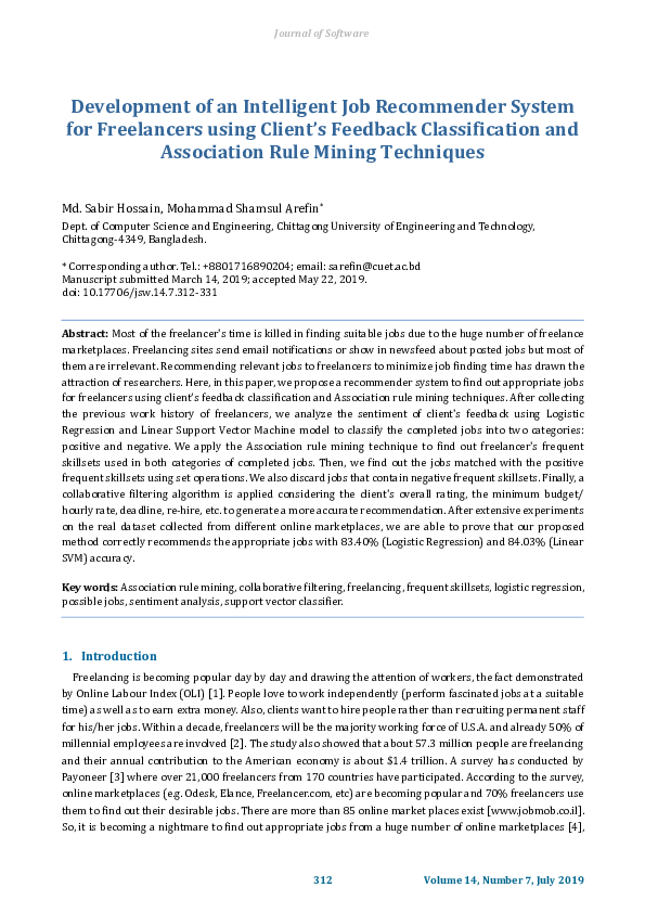(PDF) Development of an Intelligent Job Recommender System for ...