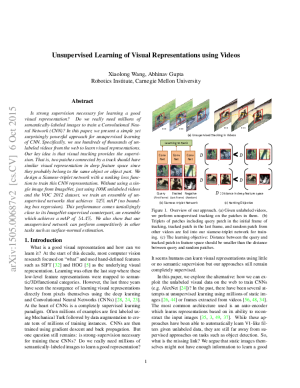 (PDF) Unsupervised Learning of Visual Representations Using Videos