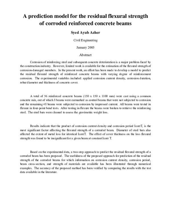(PDF) A prediction model for the residual flexural strength of corroded ...