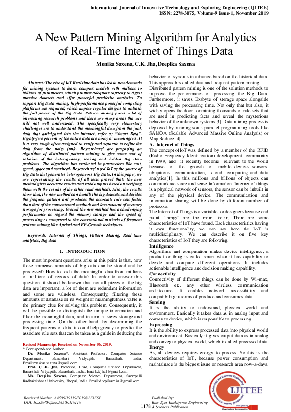 (PDF) A New Pattern Mining Algorithm for Analytics of Real-Time ...