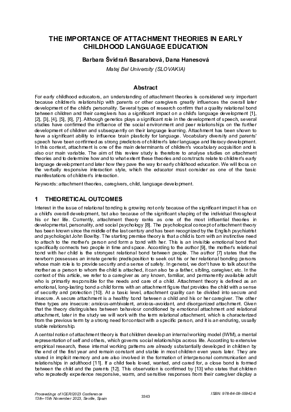 (PDF) THE IMPORTANCE OF ATTACHMENT THEORIES IN EARLY CHILDHOOD LANGUAGE ...