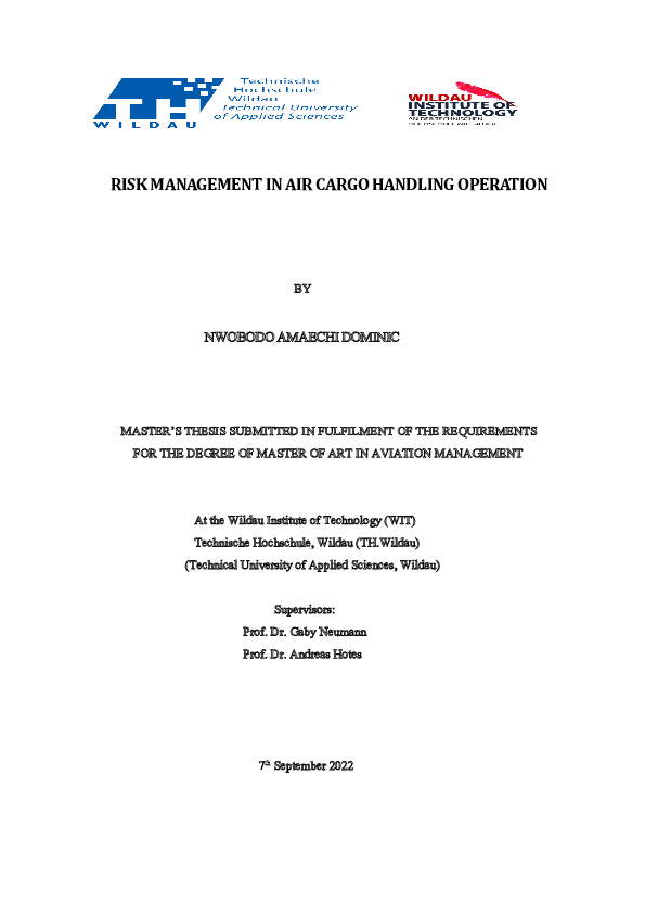 (PDF) RISK MANAGEMENT IN AIR CARGO HANDLING OPERATION.