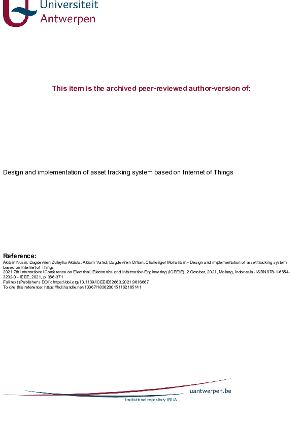 (PDF) Design and Implementation of Asset Tracking System based on ...