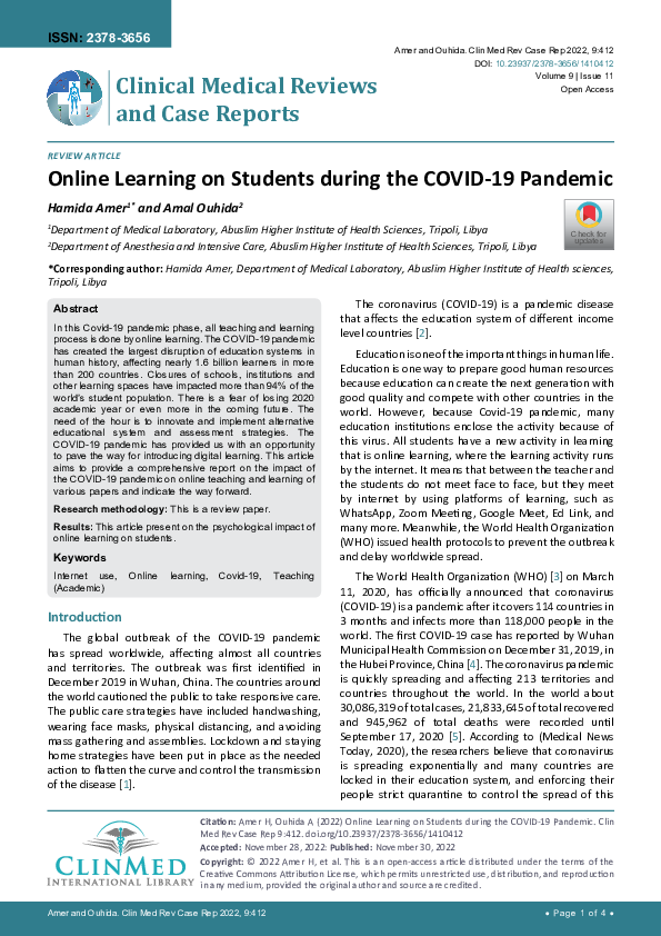 (PDF) Online Learning on Students during the COVID-19 Pandemic