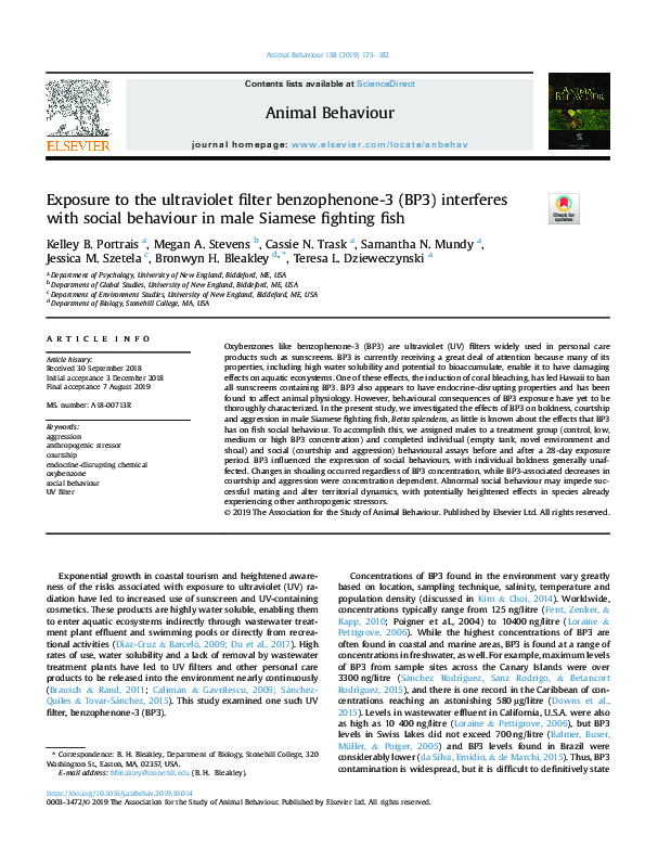 (PDF) Exposure to the ultraviolet filter benzophenone-3 (BP3 ...