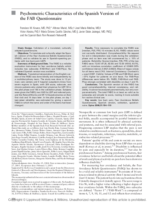 (PDF) Psychometric Characteristics of the Spanish Version of the FAB ...
