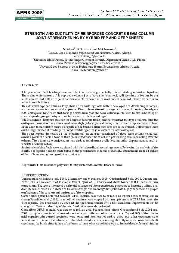 (PDF) Strength and Ductility of Reinforced Concrete Beam Column Joint ...