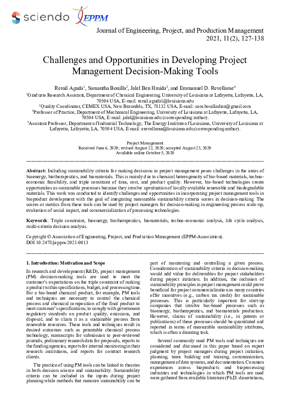 (PDF) Challenges and Opportunities in Developing Project Management ...