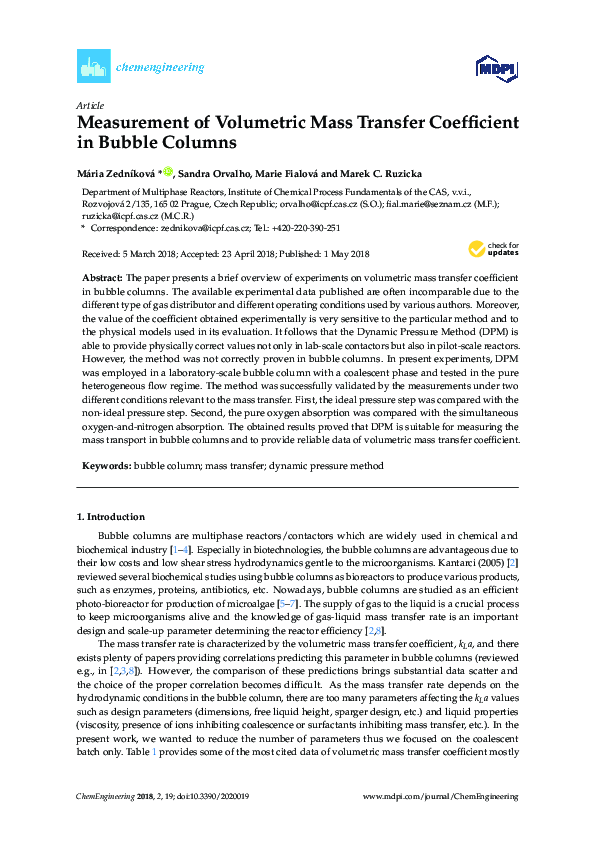 (PDF) Measurement of Volumetric Mass Transfer Coefficient in Lab-scale ...