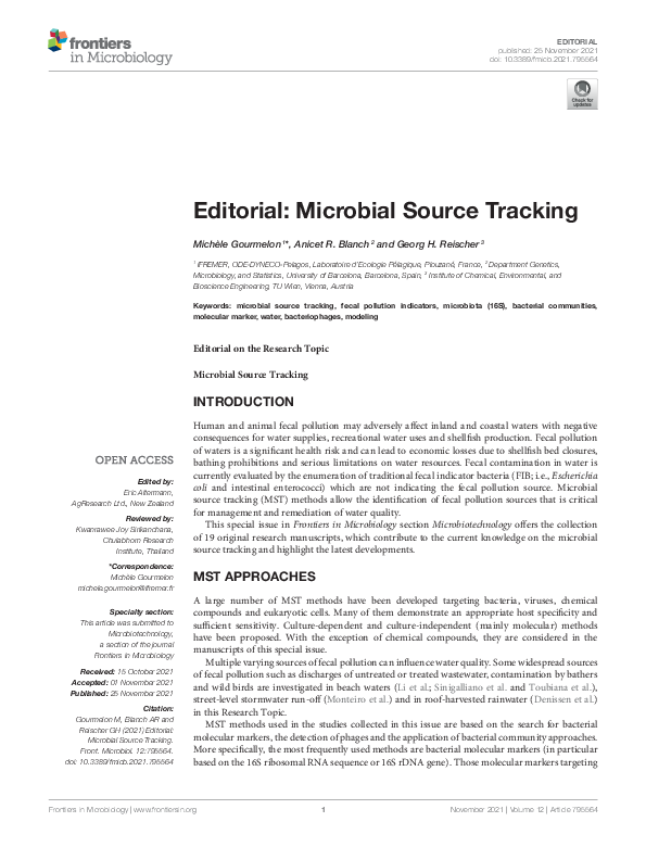 (PDF) Editorial: Microbial Source Tracking