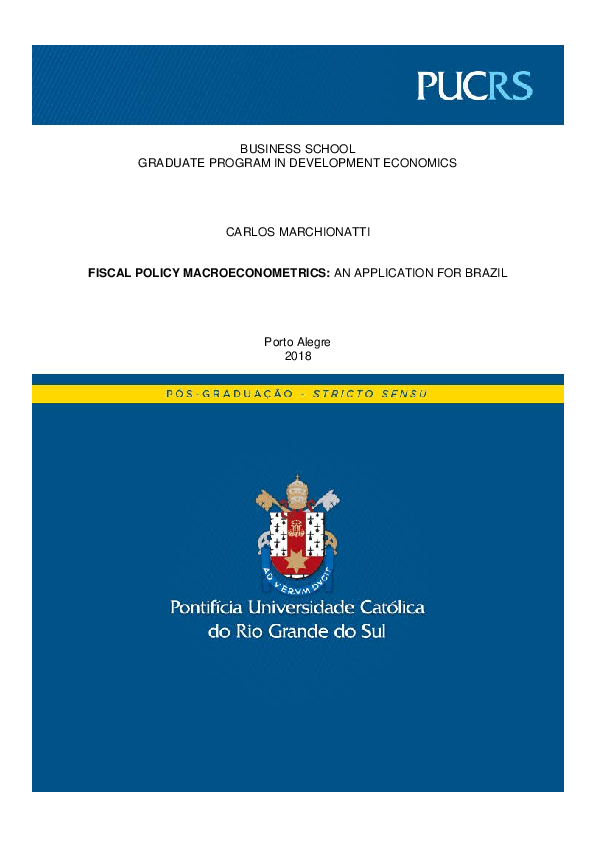 (PDF) Fiscal Policy Macroeconometrics: An application for Brazil