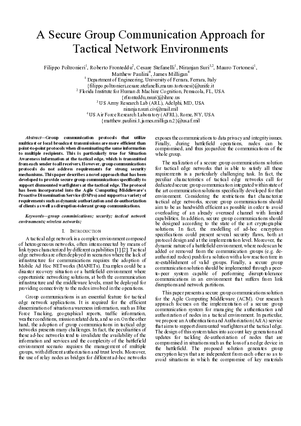 (PDF) A secure group communication approach for tactical network ...