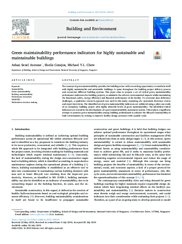 (PDF) Green maintainability performance indicators for highly ...
