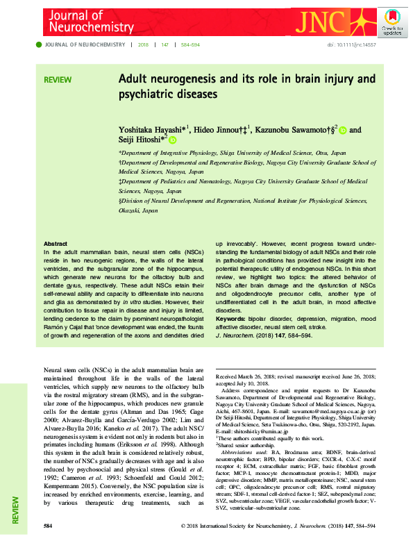 (PDF) Adult neurogenesis and its role in brain injury and psychiatric ...