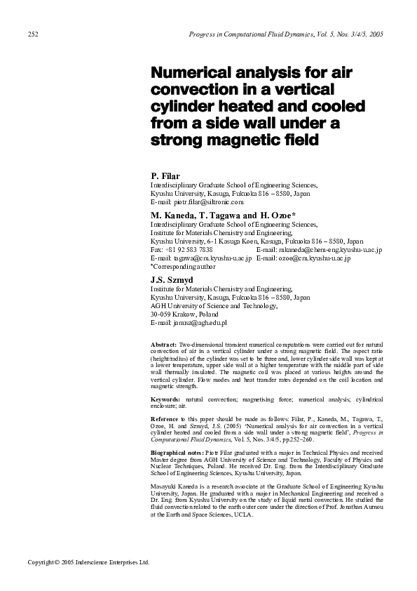 (PDF) Numerical analysis for air convection in a vertical cylinder ...