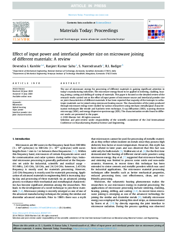 (PDF) Effect of input power and interfacial powder size on microwave ...