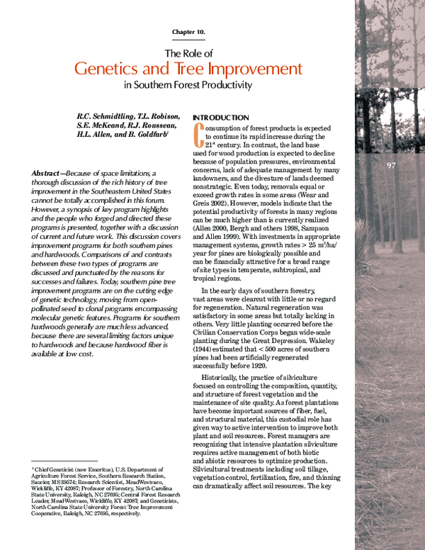 (PDF) The role of genetics and tree improvement in southern forest ...