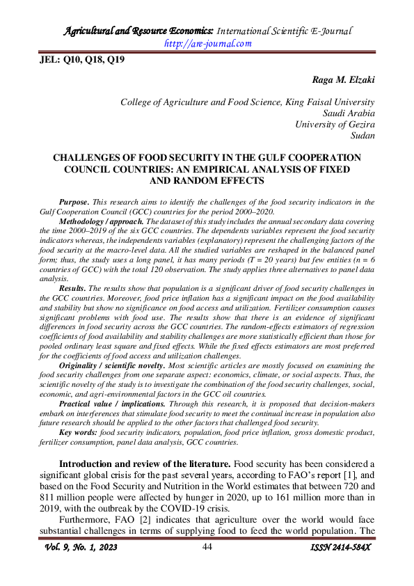 (PDF) Challenges of food security in the Gulf Cooperation Council ...