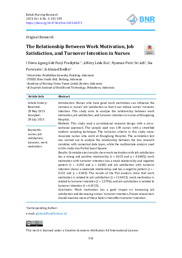 (PDF) The Relationship Between Work Motivation, Job Satisfaction, and ...