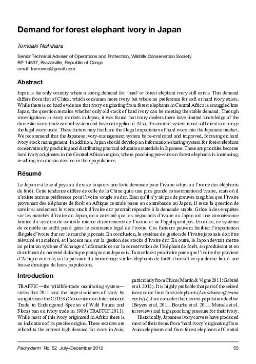 (PDF) Demand for forest elephant ivory in Japan