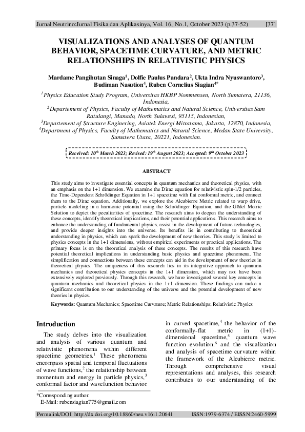 (PDF) Visualizations and Analyses of Quantum Behavior, Spacetime ...