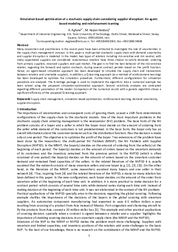 (PDF) Simulation based optimization of a stochastic supply chain ...