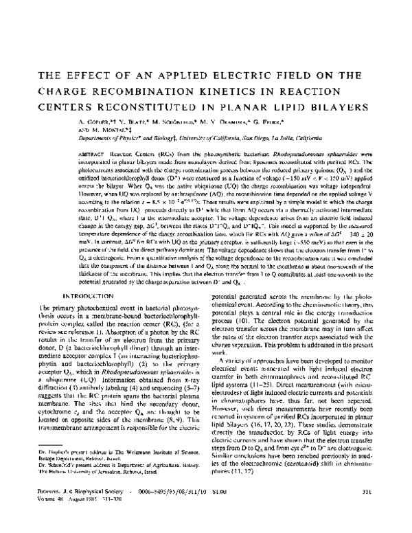 (PDF) The effect of an applied electric field on the charge ...