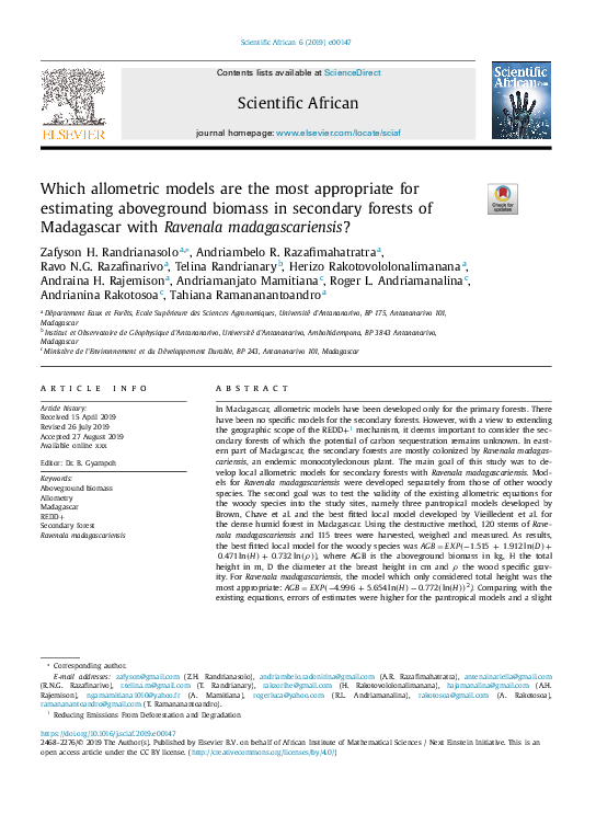 (PDF) Which allometric models are the most appropriate for estimating ...