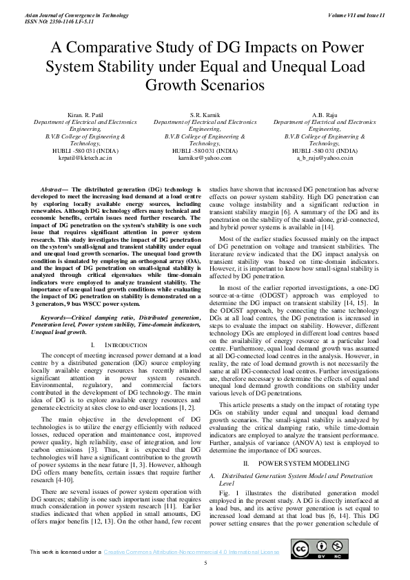 (PDF) A Comparative Study of DG Impacts on Power System Stability under ...