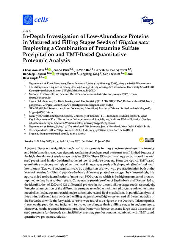 (PDF) In-Depth Investigation of Low-Abundance Proteins in Matured and ...