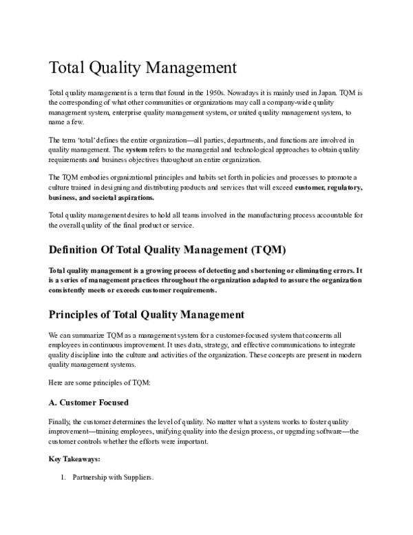 (PDF) Total Quality Management