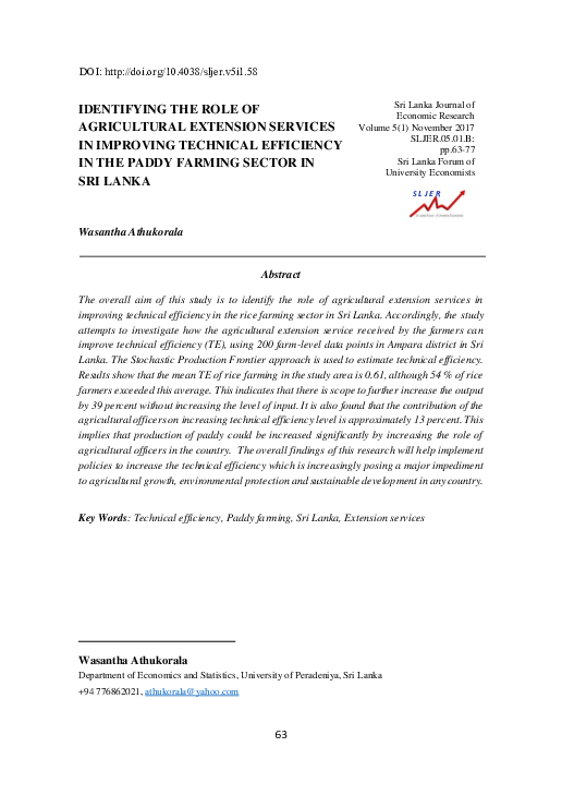 (PDF) Identifying the role of agricultural extension services in ...
