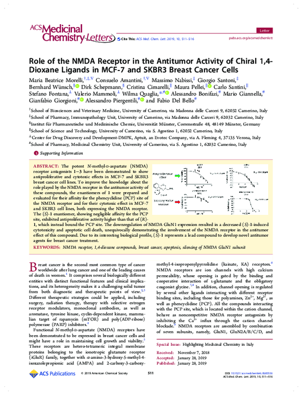 (PDF) Role of the NMDA Receptor in the Antitumor Activity of Chiral 1,4 ...