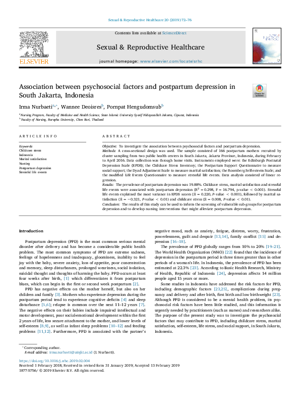 (PDF) Association between psychosocial factors and postpartum ...